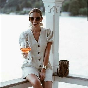Zara | Dresses | Zara Linen Puff Sleeve 